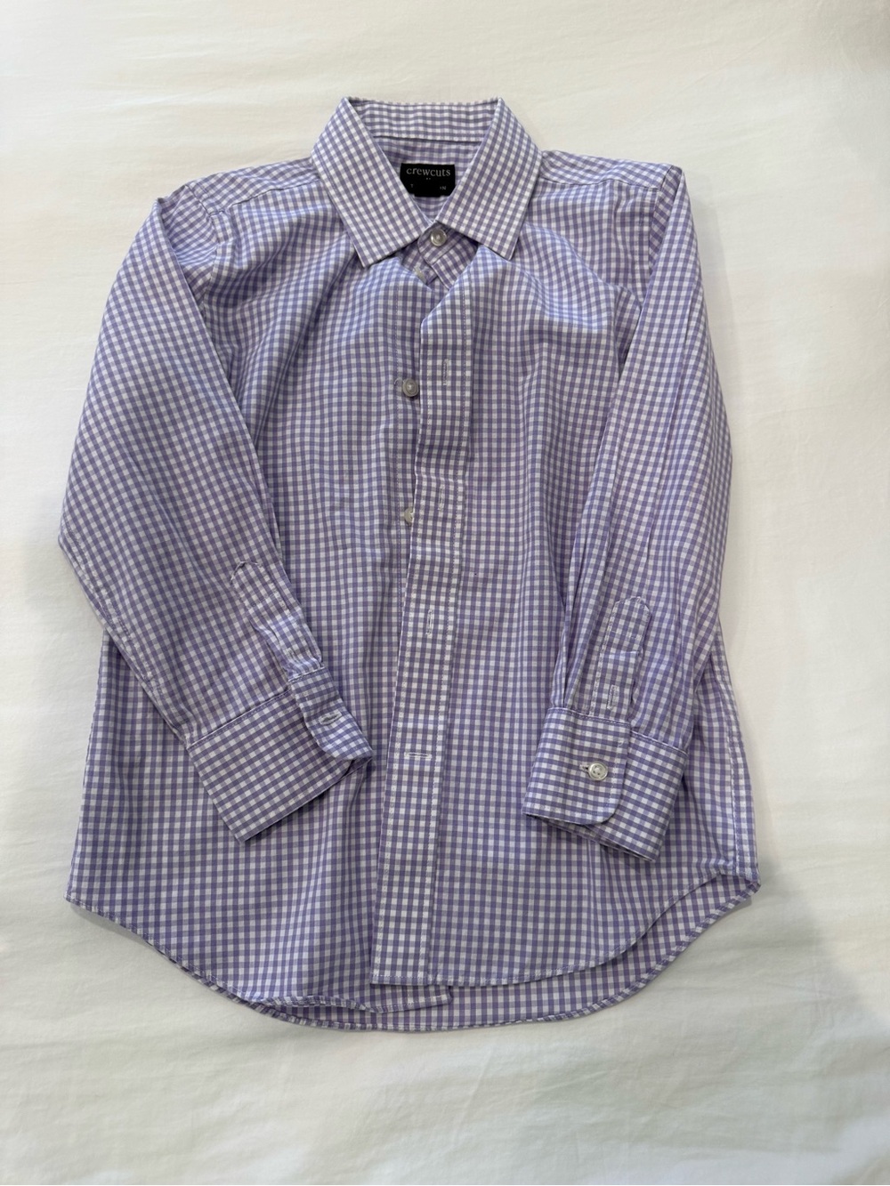 Crewcuts Boys' Lavender Gingham Button-Down Shirt size 6-7